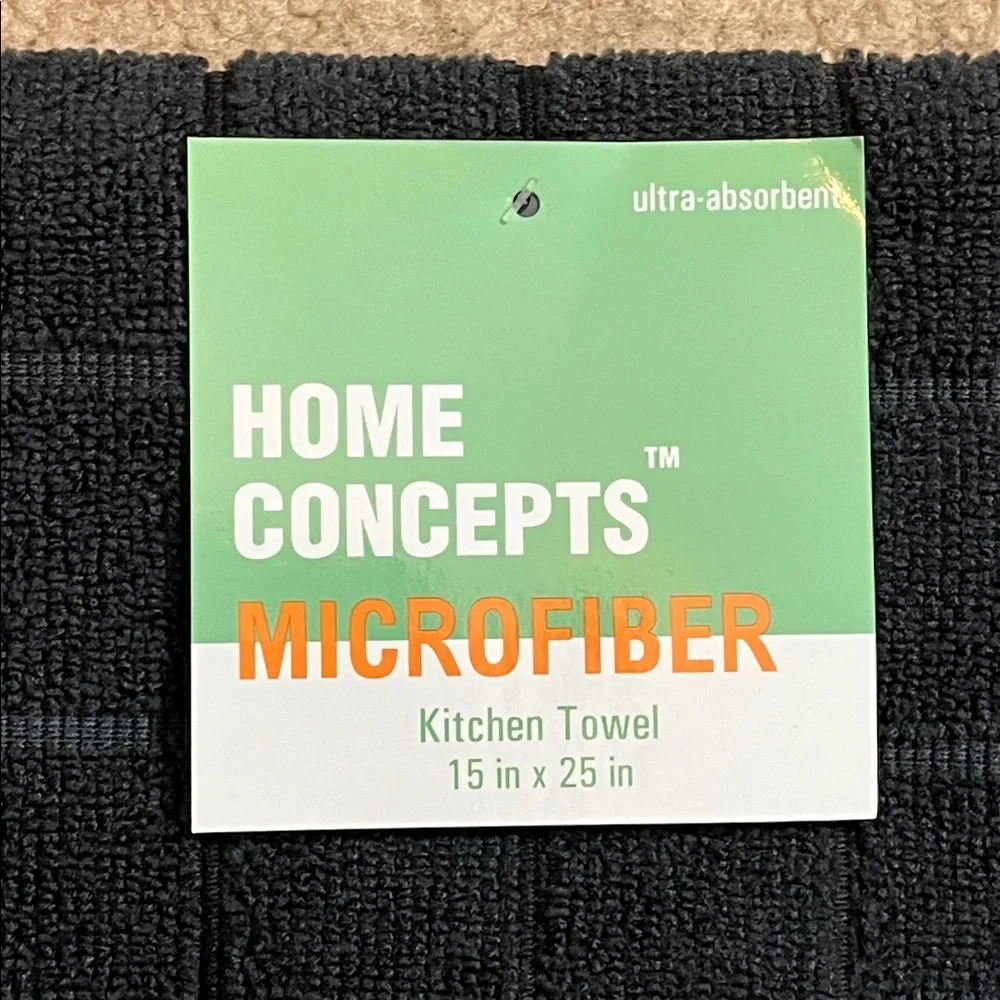 Home Concepts Microfiber Kitchen Towel – Black Check Pattern NWT